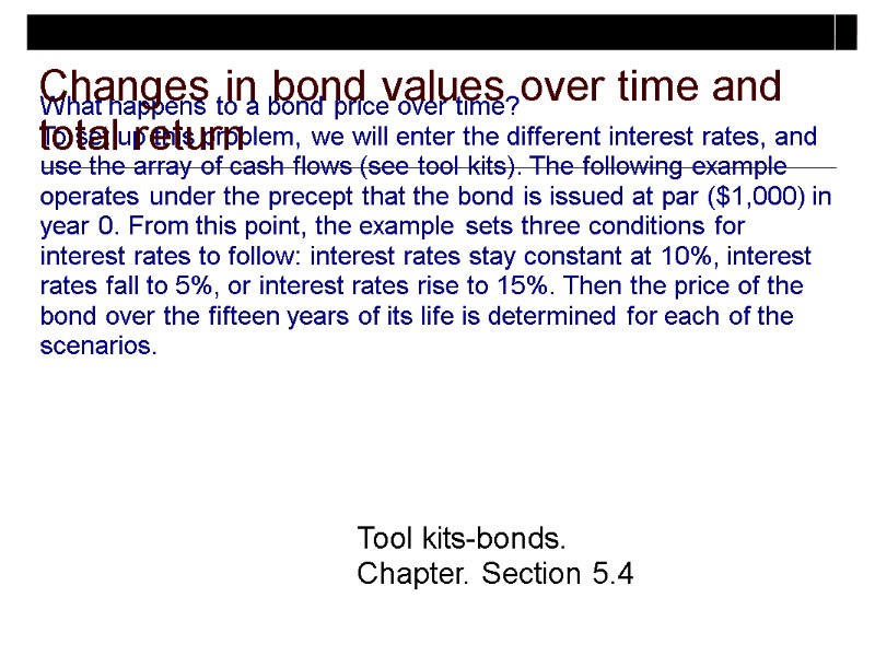 What happens to a bond price over time?  To set up this problem,